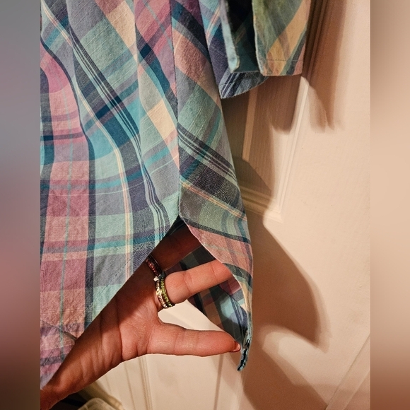 #305 LLBean- Orange or Purple V-Neck Plaid Tunic Tops- Sz. XL- - Picture 13 of 14